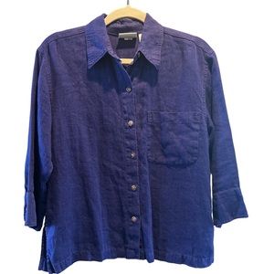 Vintage Chico’s Design Women’s 100%linen button down shirt one pocket 0 / XS